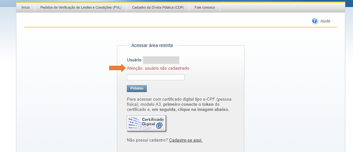 Imagem 0021: usuario nao cadastrado Imagem 0021: usuario nao cadastrado
